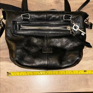 Fossil Black Leather Satchel/Crossbody with Silver Accents